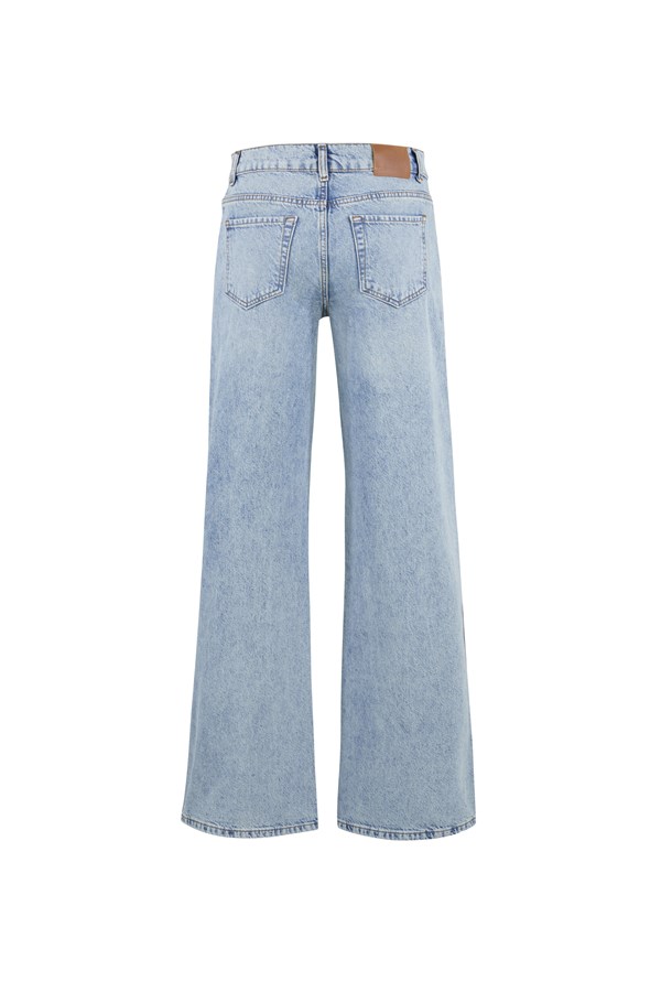 Açık Mavi Mid Waist Yıkamalı Full Length Jean
