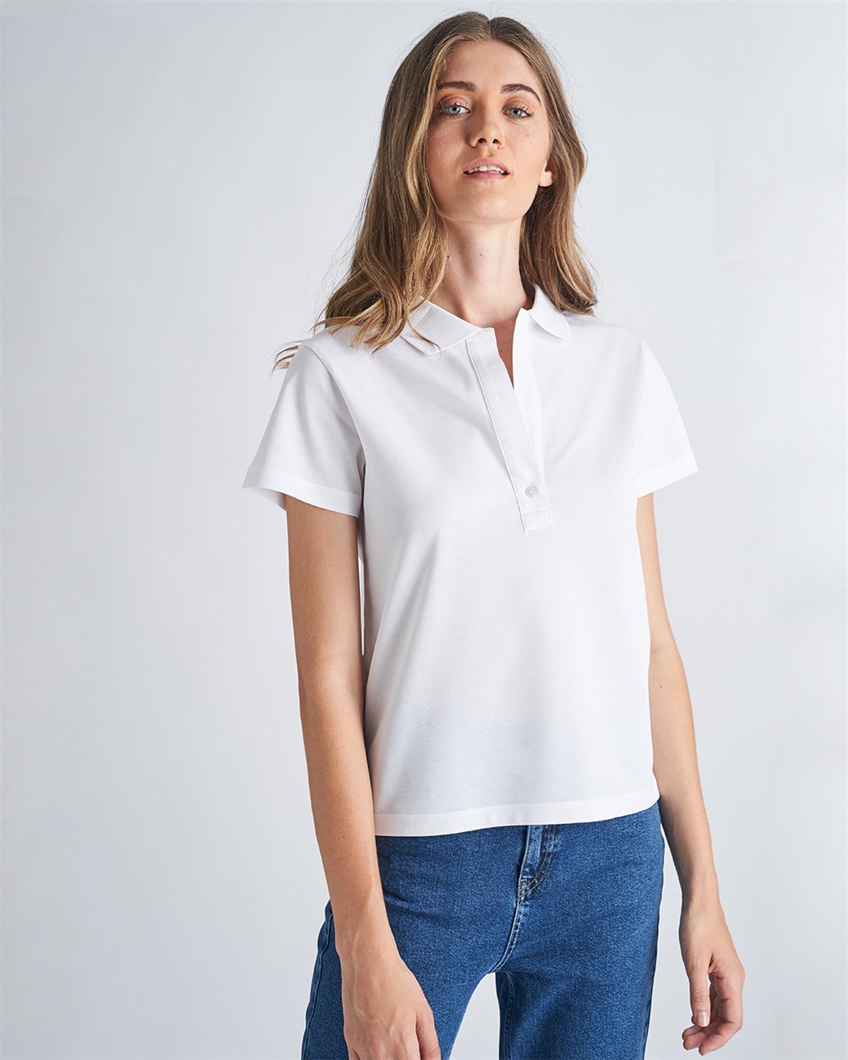 umutsuz Sinir yüzen  Beyaz Polo Yaka T-shirt | Beauty Omelette