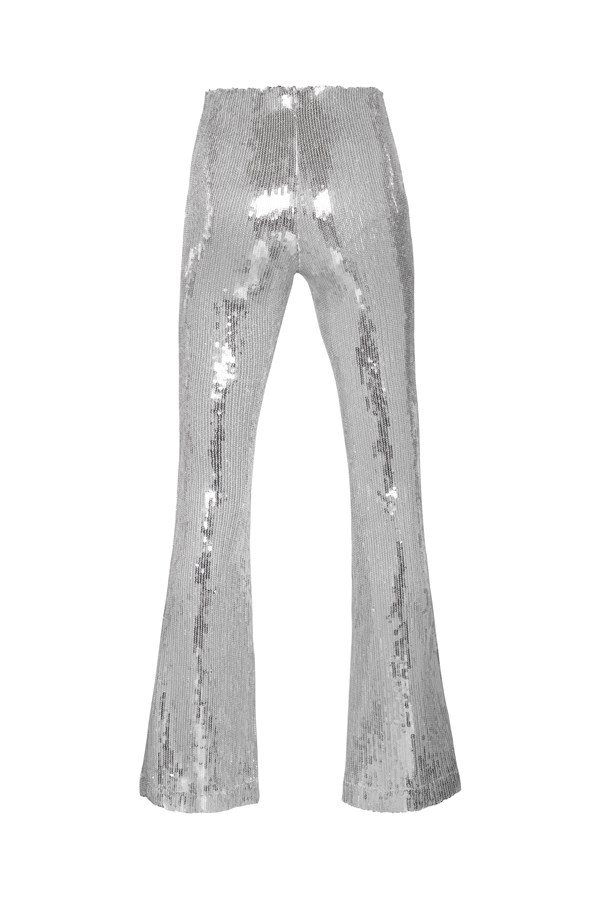 Gümüş Payetli Flare Pantolon - Special Edition