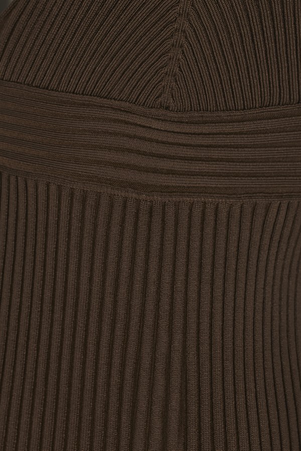 Kahverengi Triko Büstiyer Elbise