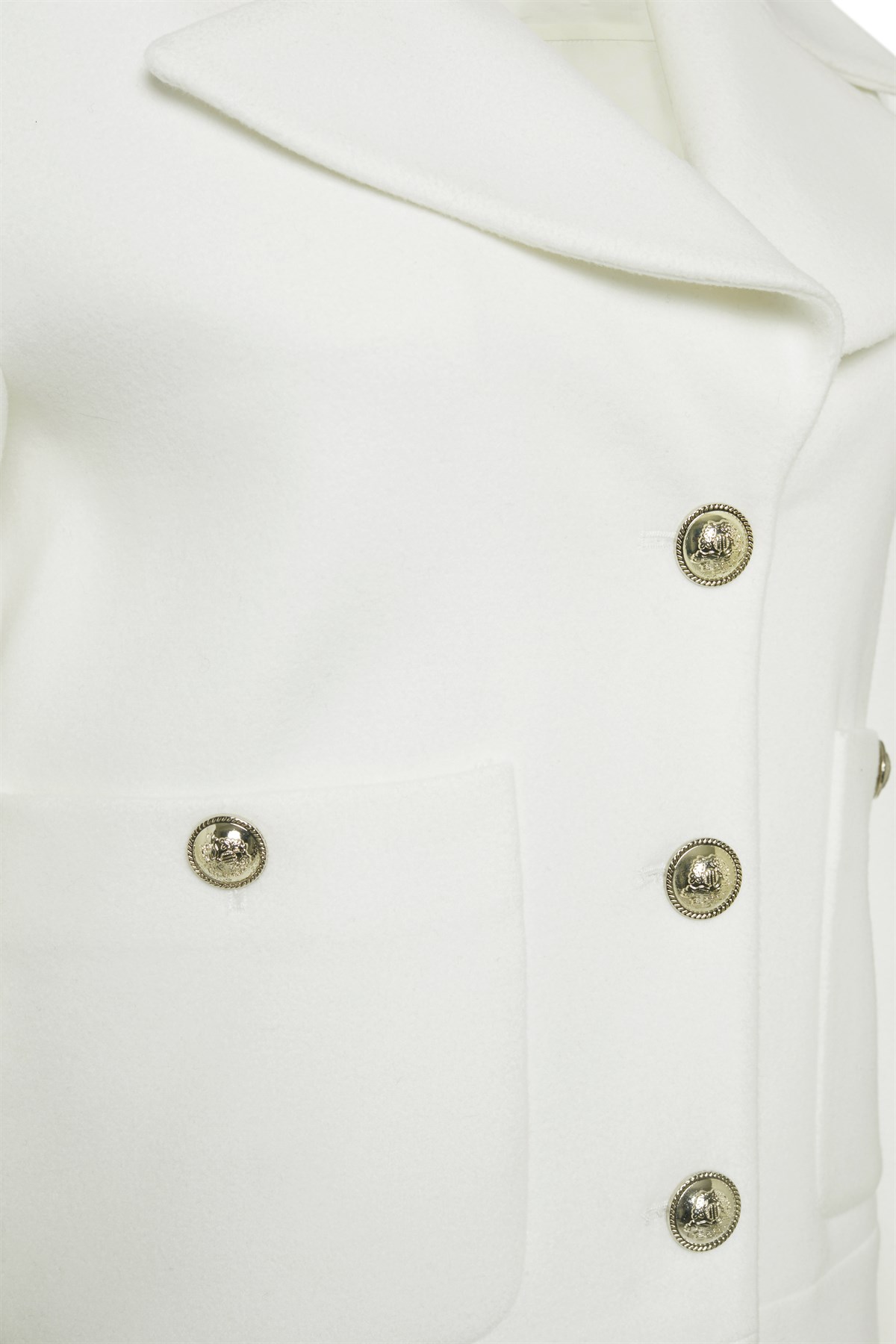 Kırık Beyaz Düğme Detaylı Ceket Kaban