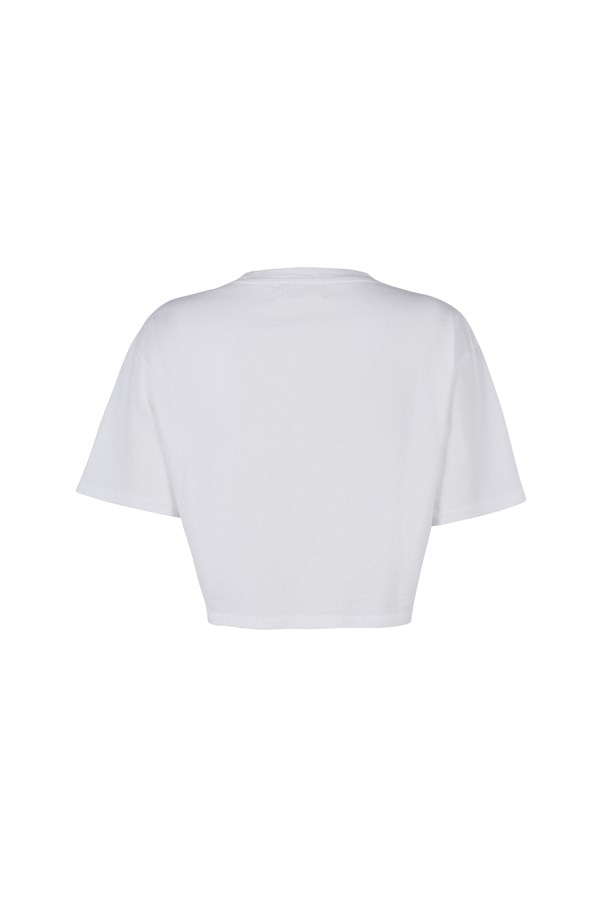 Kırık Beyaz Motto Baskılı Crop Tshirt