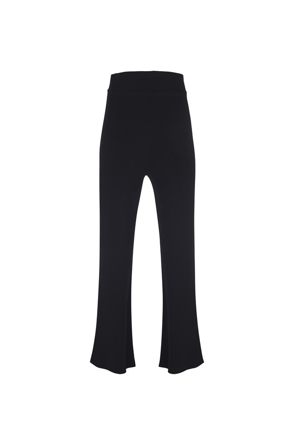 Siyah Paçası Yırtmaçlı Triko Takım Pantolon