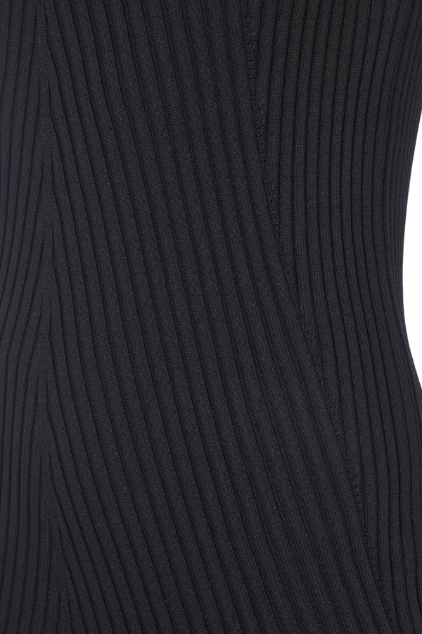 Siyah Verev Ribli Uzun Triko Elbise