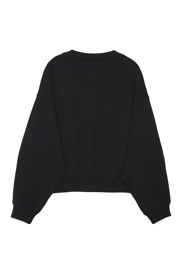 Siyah Yaka & Dikiş Detaylı Sweatshirt