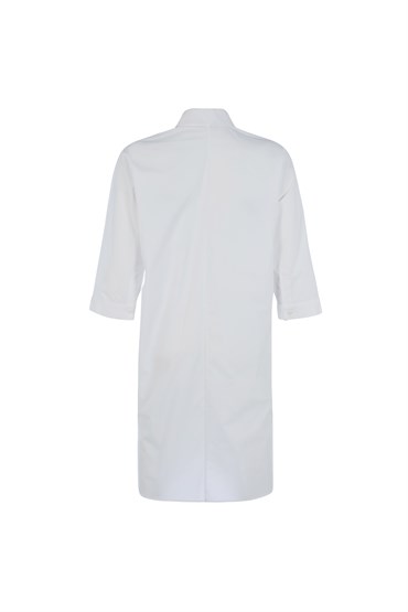  Poplin Midi Beyaz Gömlek Elbise 