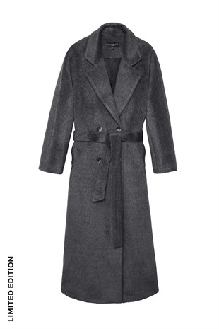 Gri İstanbul Alpaka Klasik Palto - Limited Edition