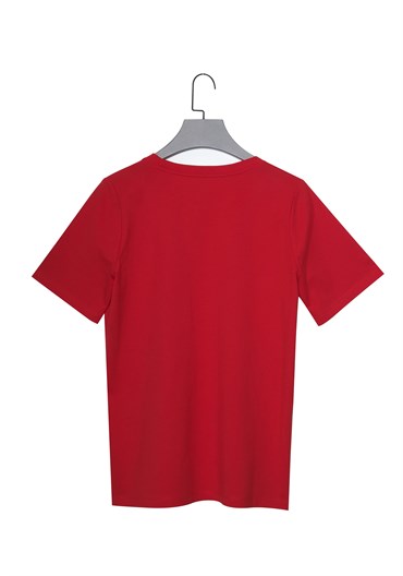 Kırmızı Sıfır Yaka T-shirt