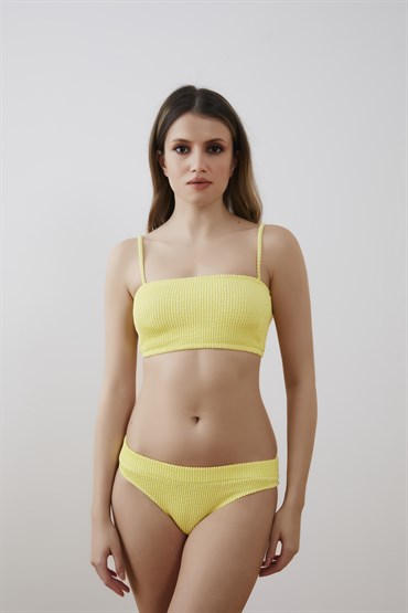 Sarı Bandeau Bürümcük Bikini