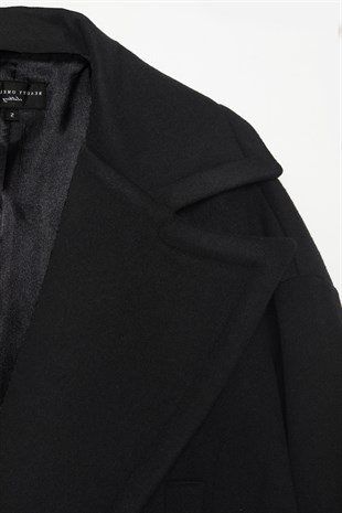 Siyah Paris Oversize Yün Palto - Special Edition