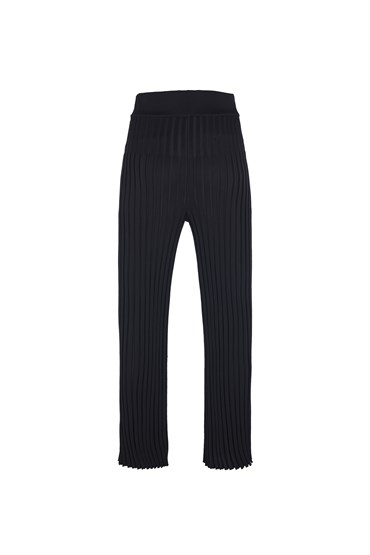 Siyah Ribli Triko Takım Pantolon