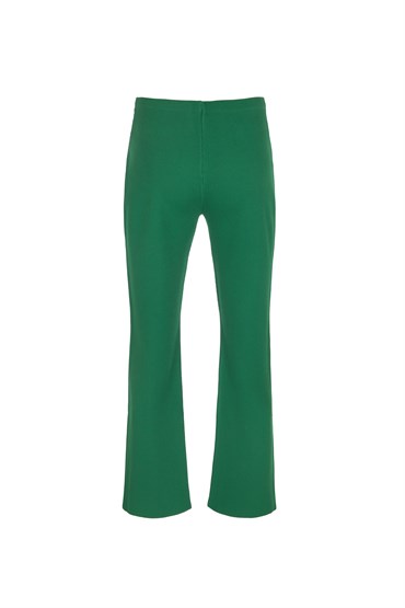 Yeşil Petek Örgü Crop Flare Pantolon