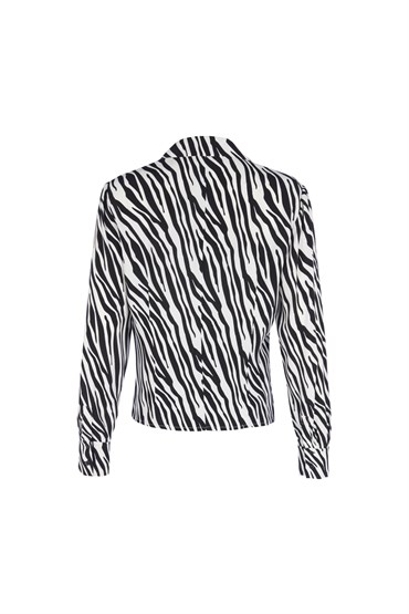 Zebra Baskılı Şömizye Yaka Gömlek