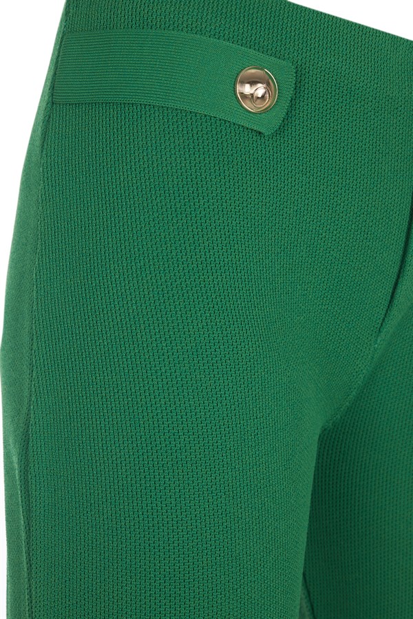 Yeşil Petek Örgü Crop Flare Pantolon
